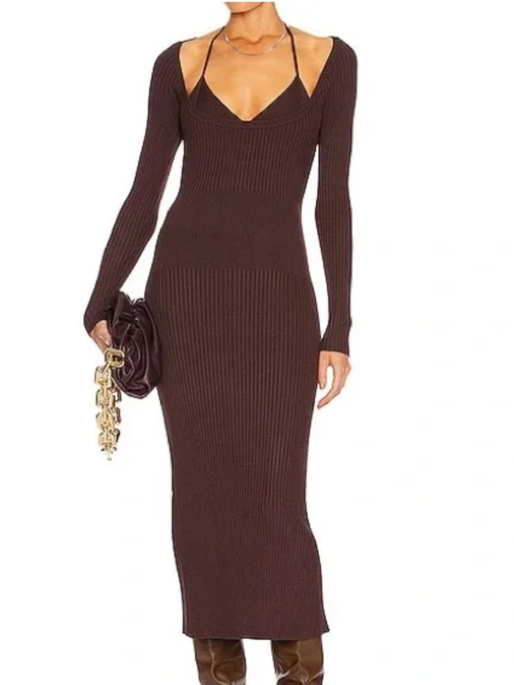 JONATHAN SIMKHAI LIZA LAYERED
KNIT MIDI DRESS